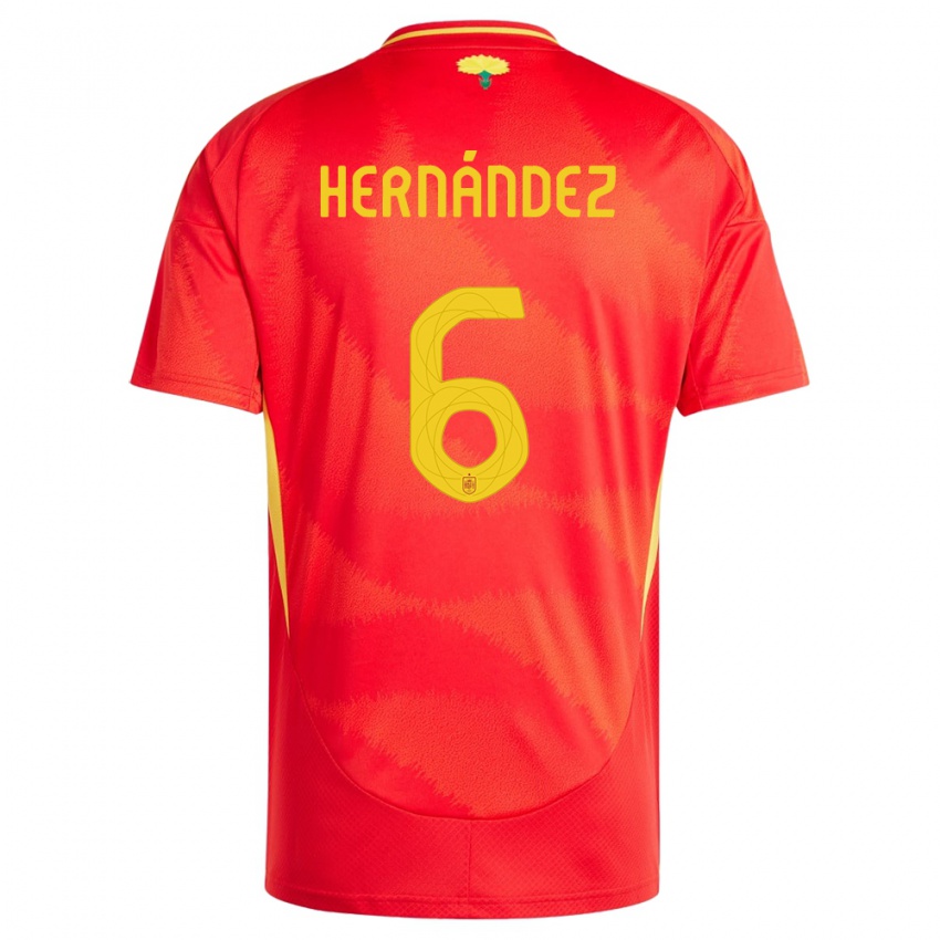 Mann Spania Gerard Hernandez #6 Rød Hjemmetrøye Drakt Trøye 24-26 Skjorter T-Skjorte