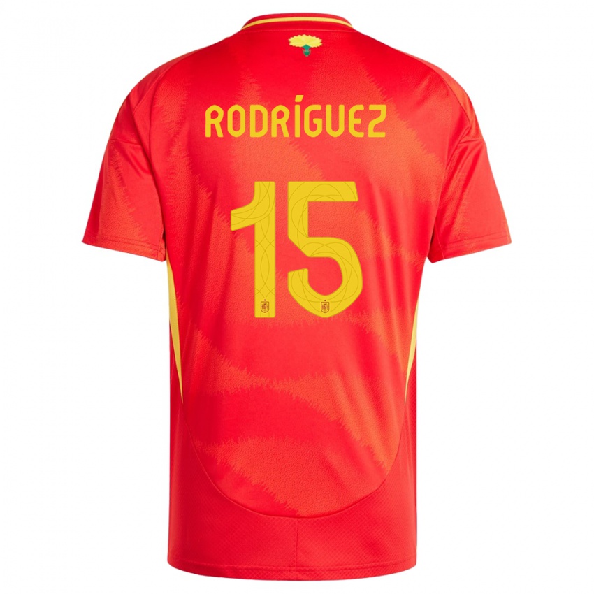 Mann Spania Dani Rodriguez #15 Rød Hjemmetrøye Drakt Trøye 24-26 Skjorter T-Skjorte