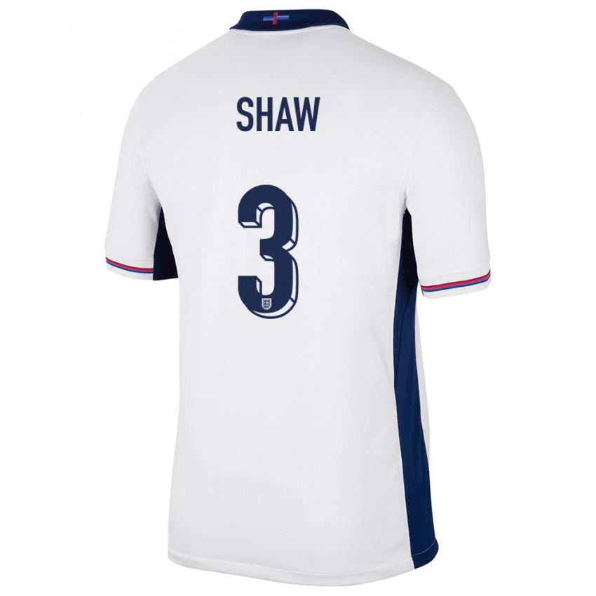Mann England Luke Shaw #3 Hvit Hjemmetrøye Drakt Trøye 24-26 Skjorter T-Skjorte