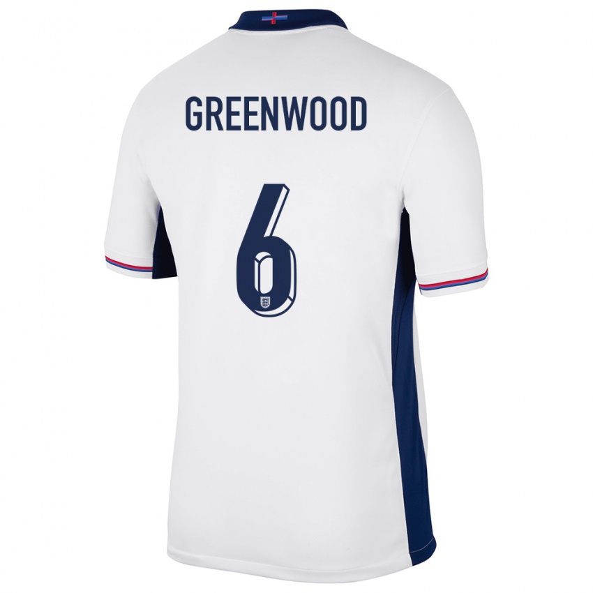 Mann England Alex Greenwood #6 Hvit Hjemmetrøye Drakt Trøye 24-26 Skjorter T-Skjorte
