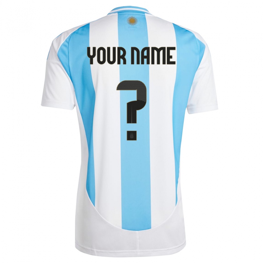 Mann Argentina Navnet Ditt #0 Hvit Blå Hjemmetrøye Drakt Trøye 24-26 Skjorter T-Skjorte