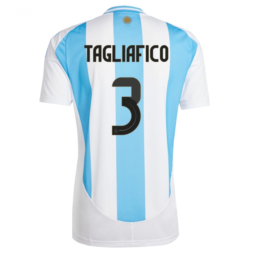 Mann Argentina Nicolas Tagliafico #3 Hvit Blå Hjemmetrøye Drakt Trøye 24-26 Skjorter T-Skjorte