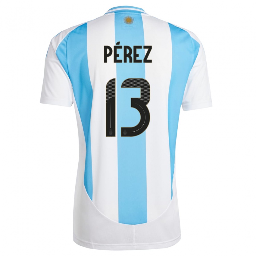 Mann Argentina Nehuen Perez #13 Hvit Blå Hjemmetrøye Drakt Trøye 24-26 Skjorter T-Skjorte