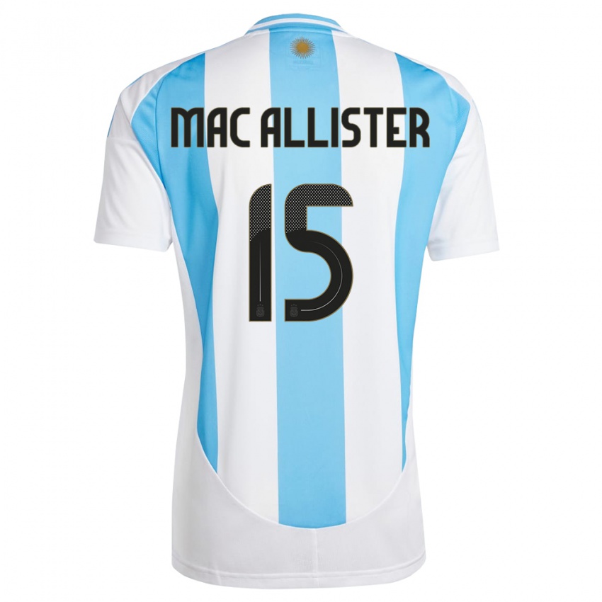 Mann Argentina Alexis Mac Allister #15 Hvit Blå Hjemmetrøye Drakt Trøye 24-26 Skjorter T-Skjorte