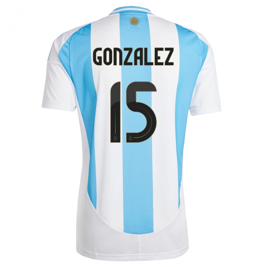 Mann Argentina Nicolas Gonzalez #15 Hvit Blå Hjemmetrøye Drakt Trøye 24-26 Skjorter T-Skjorte