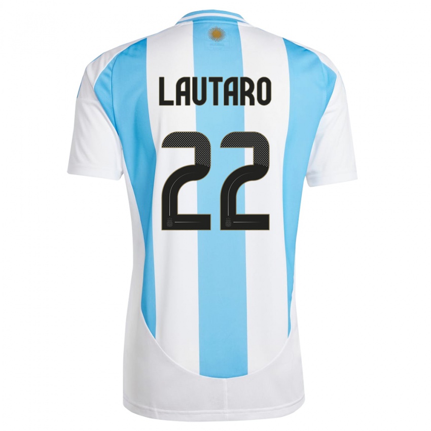Mann Argentina Lautaro Martinez #22 Hvit Blå Hjemmetrøye Drakt Trøye 24-26 Skjorter T-Skjorte