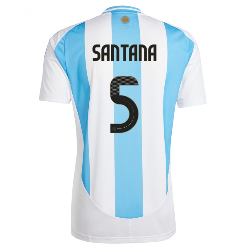 Mann Argentina Vanesa Santana #5 Hvit Blå Hjemmetrøye Drakt Trøye 24-26 Skjorter T-Skjorte
