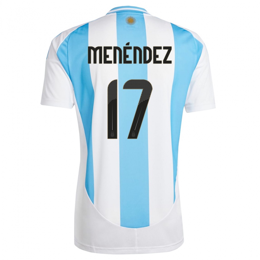 Mann Argentina Milagros Menendez #17 Hvit Blå Hjemmetrøye Drakt Trøye 24-26 Skjorter T-Skjorte