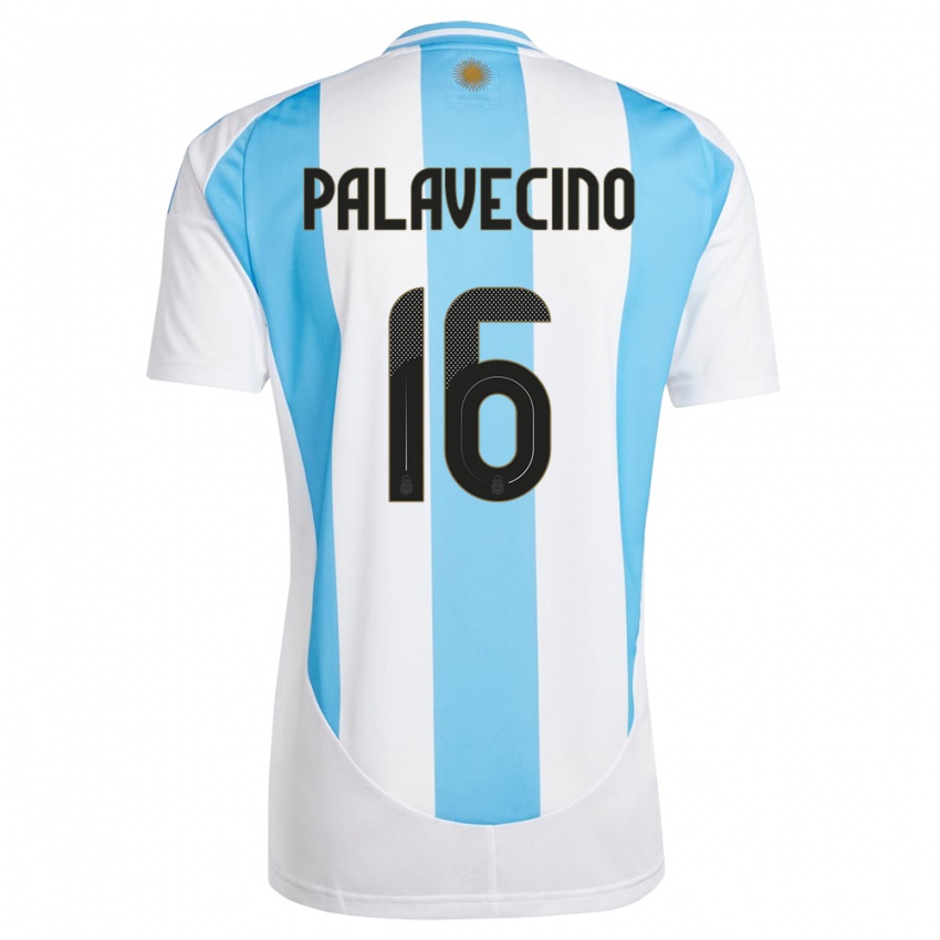 Mann Argentina Nicolas Palavecino #16 Hvit Blå Hjemmetrøye Drakt Trøye 24-26 Skjorter T-Skjorte