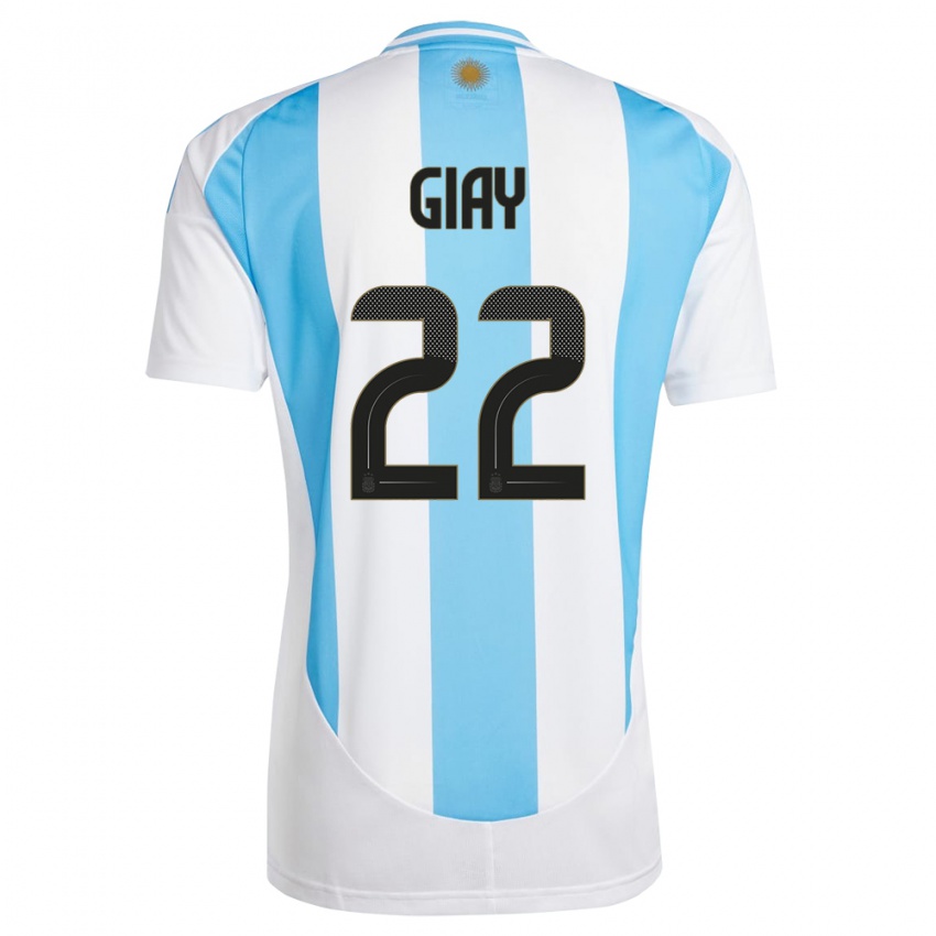 Mann Argentina Agustin Giay #22 Hvit Blå Hjemmetrøye Drakt Trøye 24-26 Skjorter T-Skjorte