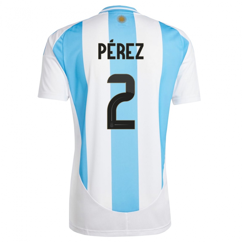 Mann Argentina Nehuen Perez #2 Hvit Blå Hjemmetrøye Drakt Trøye 24-26 Skjorter T-Skjorte