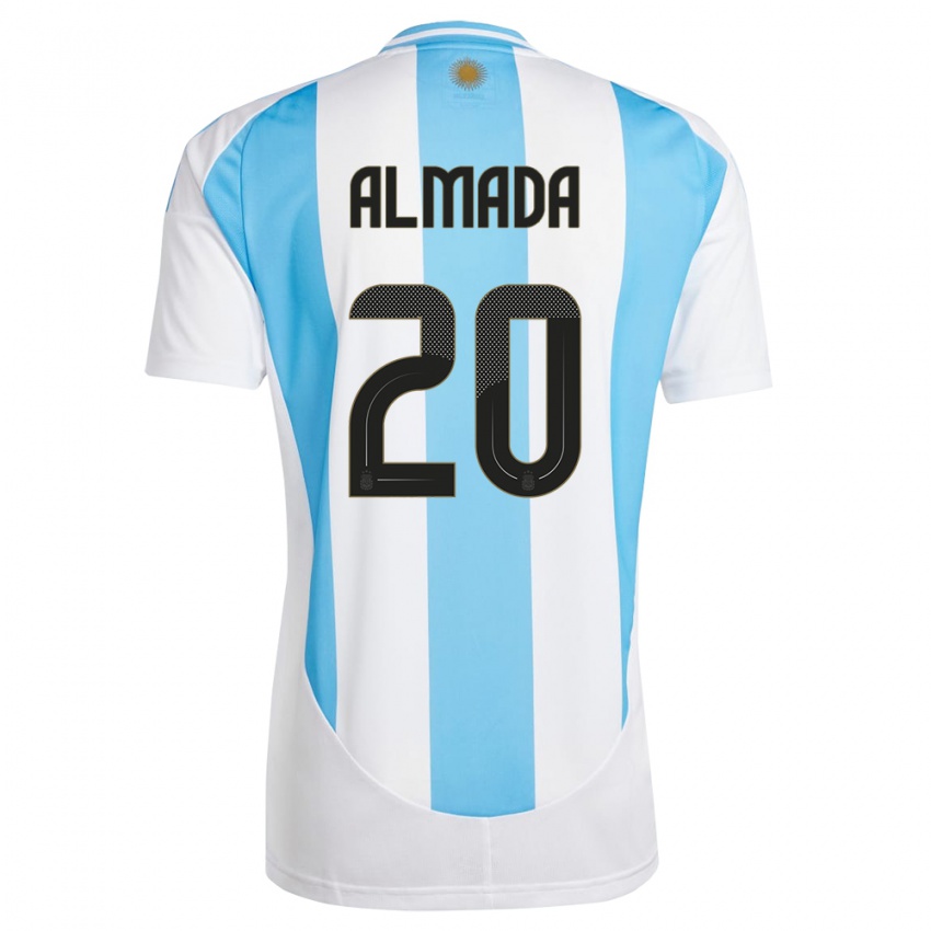 Mann Argentina Thiago Almada #20 Hvit Blå Hjemmetrøye Drakt Trøye 24-26 Skjorter T-Skjorte
