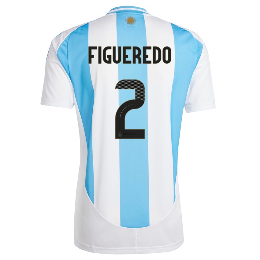 Mann Argentina Leandro Figueredo #2 Hvit Blå Hjemmetrøye Drakt Trøye 24-26 Skjorter T-Skjorte