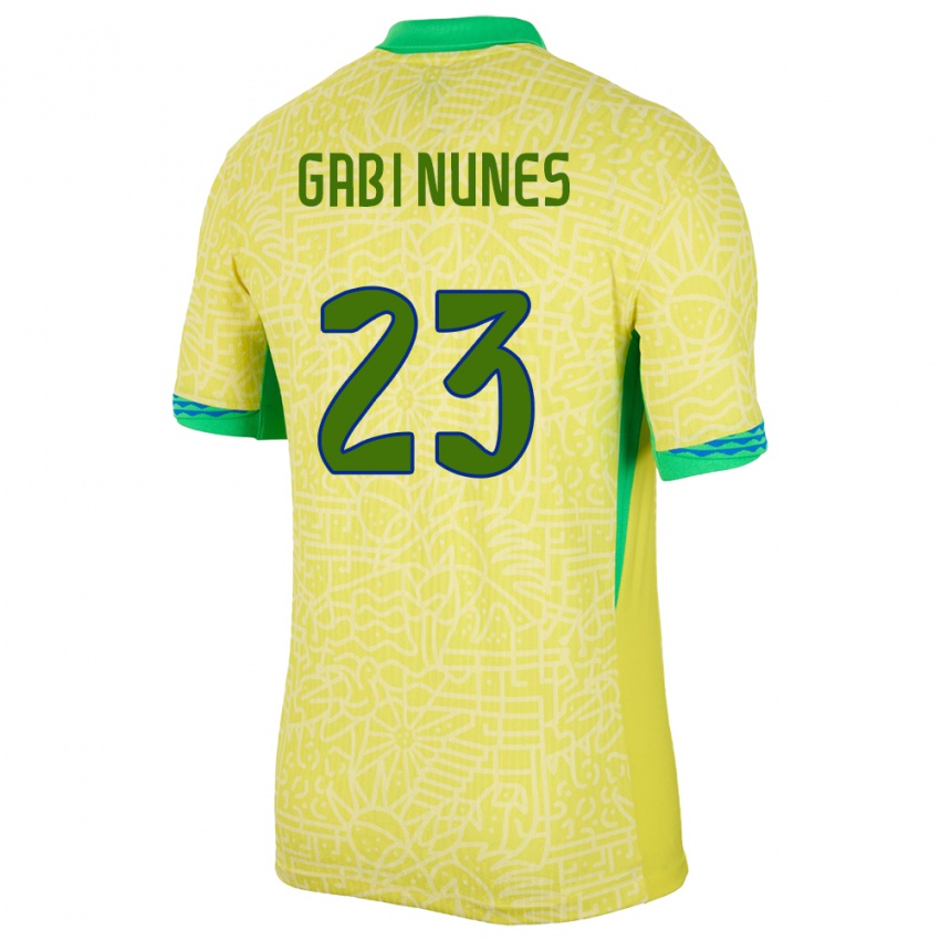 Mann Brasil Gabi Nunes #23 Gul Hjemmetrøye Drakt Trøye 24-26 Skjorter T-Skjorte