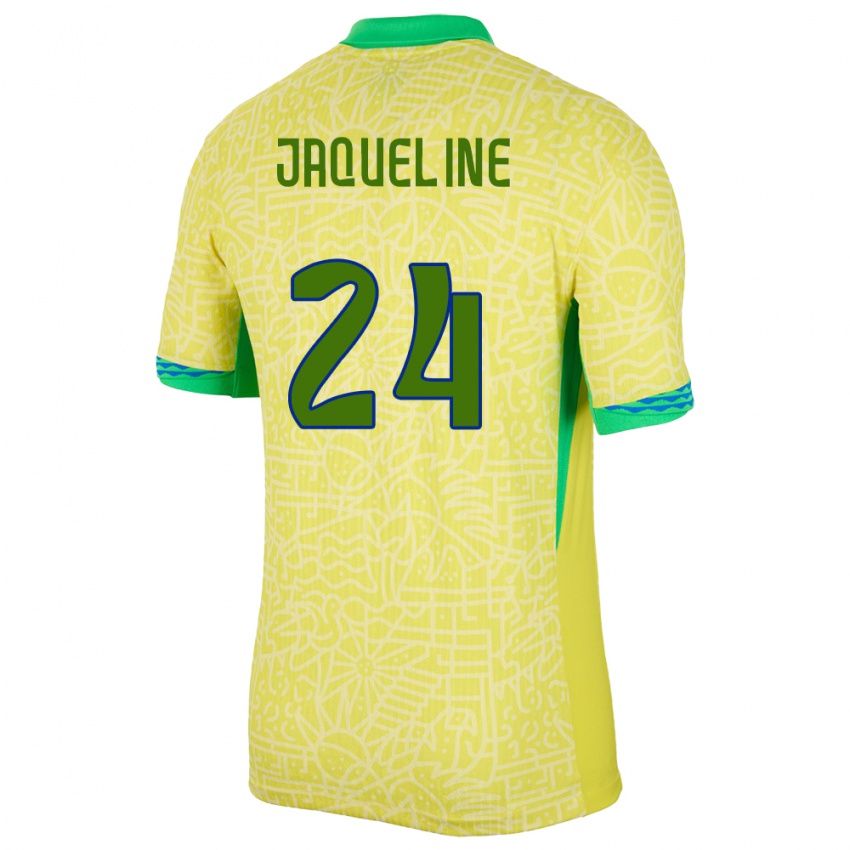Mann Brasil Jaqueline #24 Gul Hjemmetrøye Drakt Trøye 24-26 Skjorter T-Skjorte