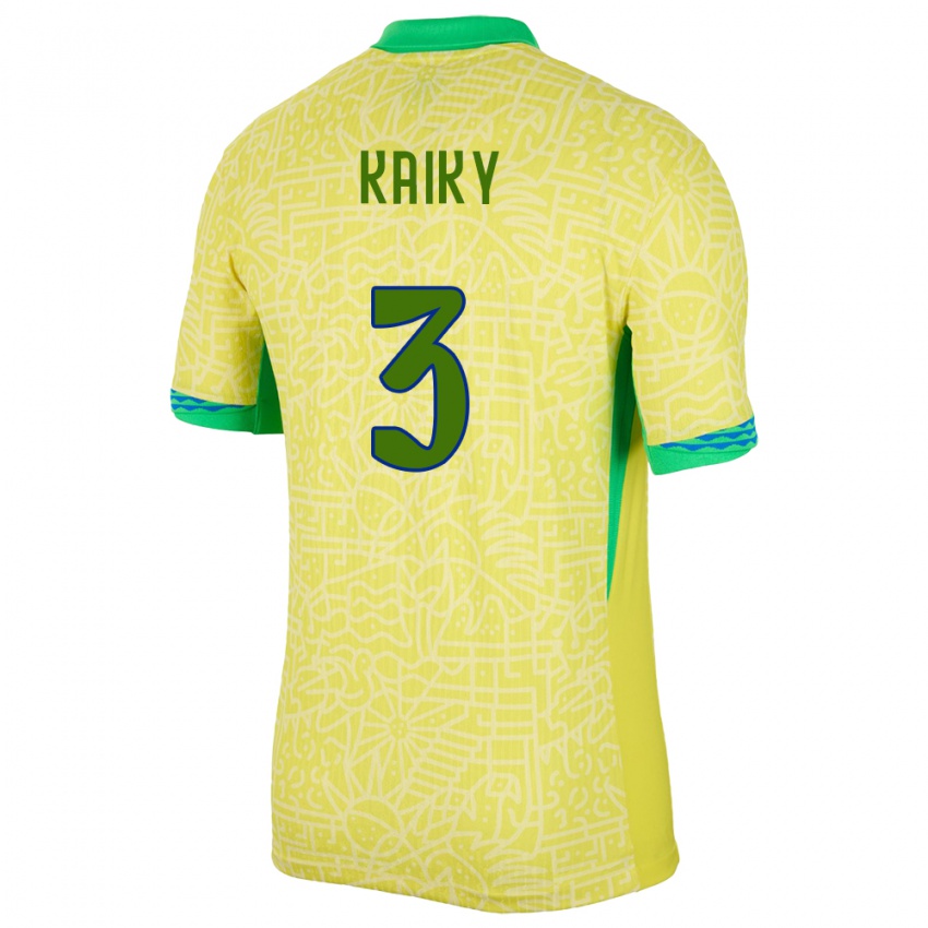Mann Brasil Kaiky #3 Gul Hjemmetrøye Drakt Trøye 24-26 Skjorter T-Skjorte