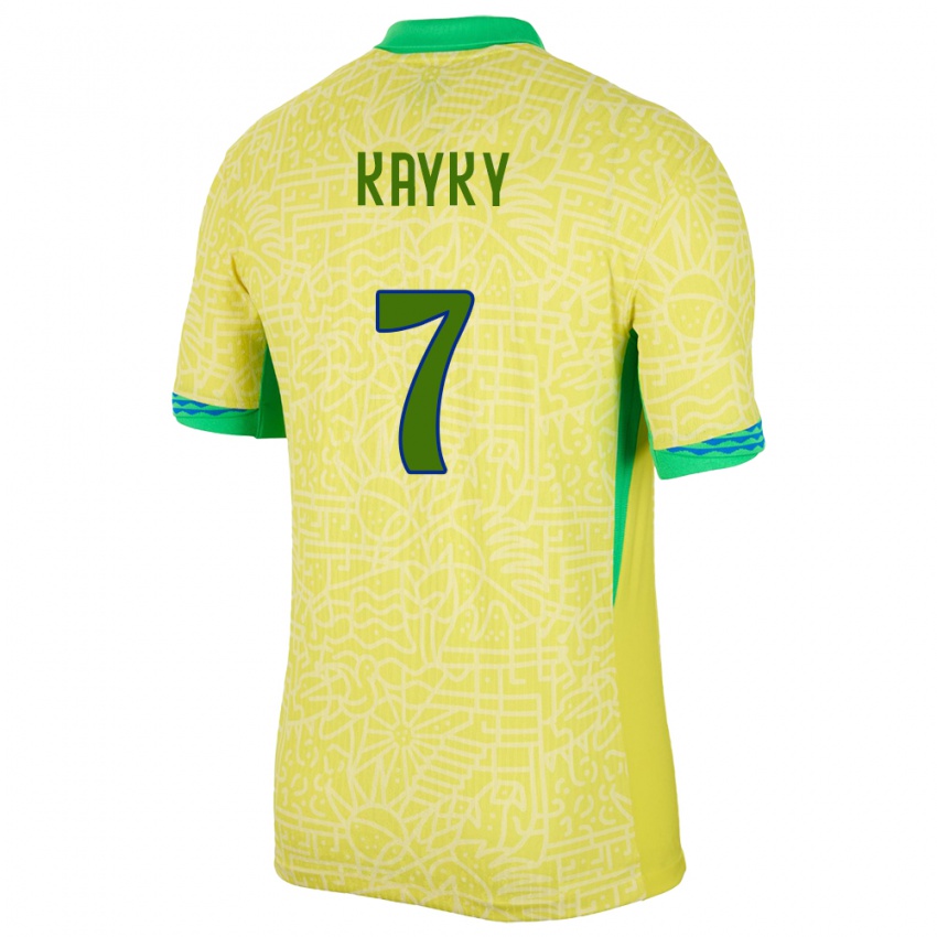 Mann Brasil Kayky #7 Gul Hjemmetrøye Drakt Trøye 24-26 Skjorter T-Skjorte