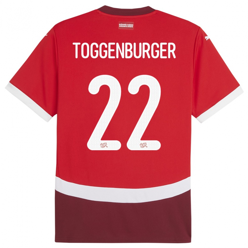 Mann Sveits Nando Toggenburger #22 Rød Hjemmetrøye Drakt Trøye 24-26 Skjorter T-Skjorte