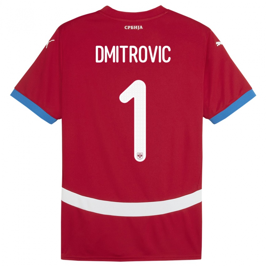 Mann Serbia Marko Dmitrovic #1 Rød Hjemmetrøye Drakt Trøye 24-26 Skjorter T-Skjorte