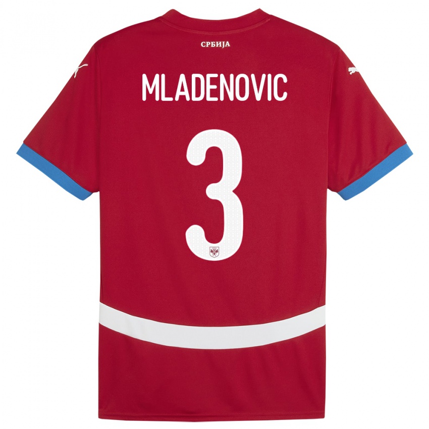 Mann Serbia Filip Mladenovic #3 Rød Hjemmetrøye Drakt Trøye 24-26 Skjorter T-Skjorte