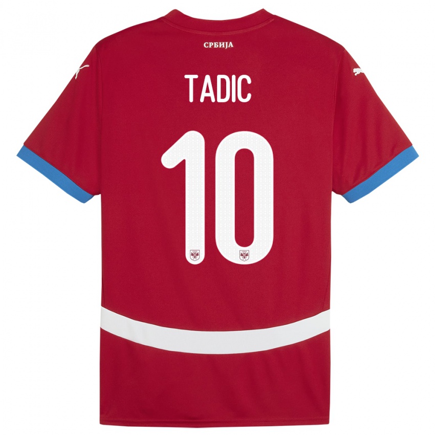 Mann Serbia Dusan Tadic #10 Rød Hjemmetrøye Drakt Trøye 24-26 Skjorter T-Skjorte