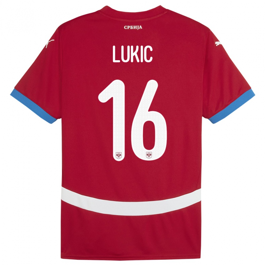 Mann Serbia Sasa Lukic #16 Rød Hjemmetrøye Drakt Trøye 24-26 Skjorter T-Skjorte