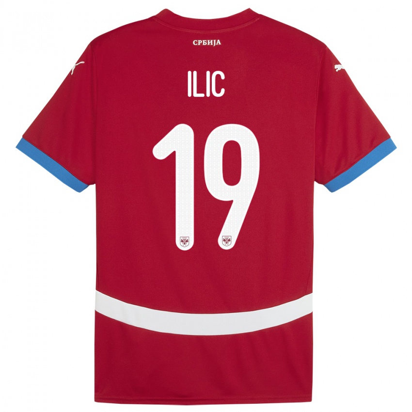 Mann Serbia Ivan Ilic #19 Rød Hjemmetrøye Drakt Trøye 24-26 Skjorter T-Skjorte