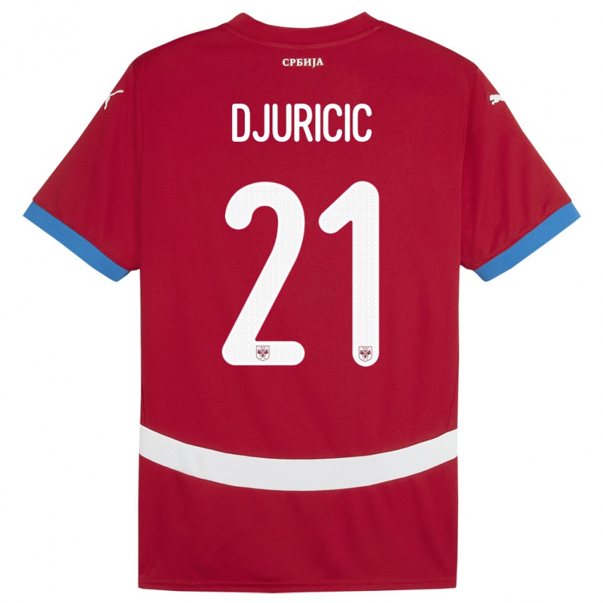 Mann Serbia Filip Djuricic #21 Rød Hjemmetrøye Drakt Trøye 24-26 Skjorter T-Skjorte