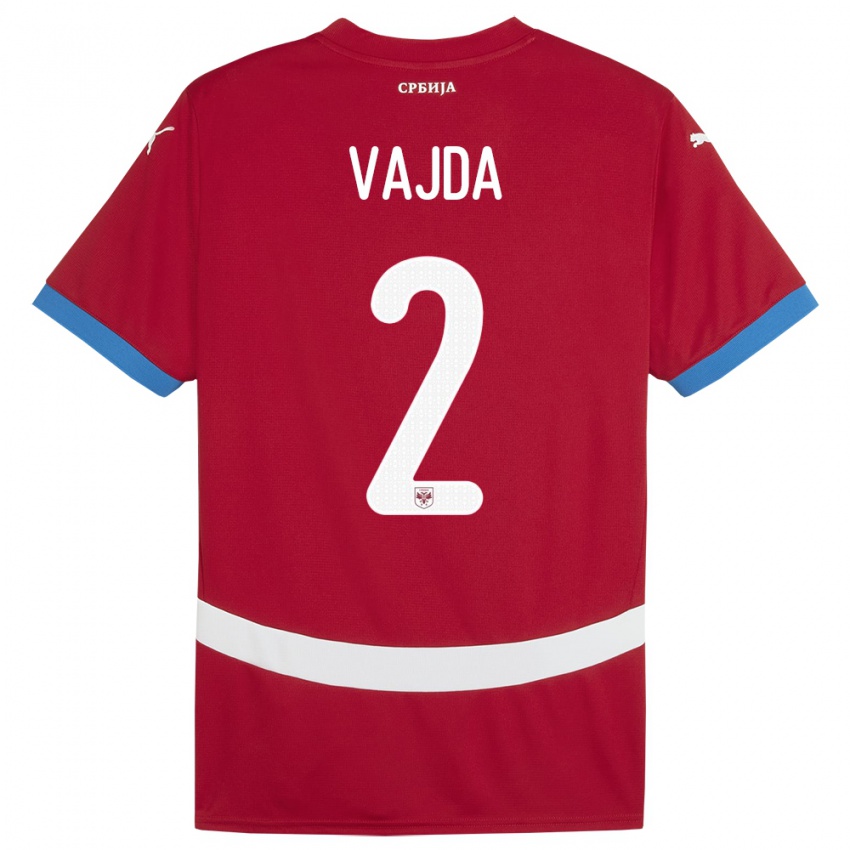 Mann Serbia Orsoja Vajda #2 Rød Hjemmetrøye Drakt Trøye 24-26 Skjorter T-Skjorte