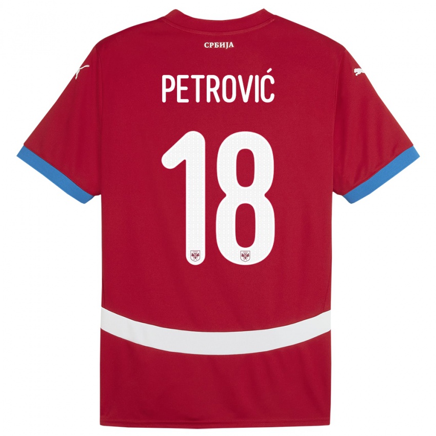 Mann Serbia Emilija Petrovic #18 Rød Hjemmetrøye Drakt Trøye 24-26 Skjorter T-Skjorte