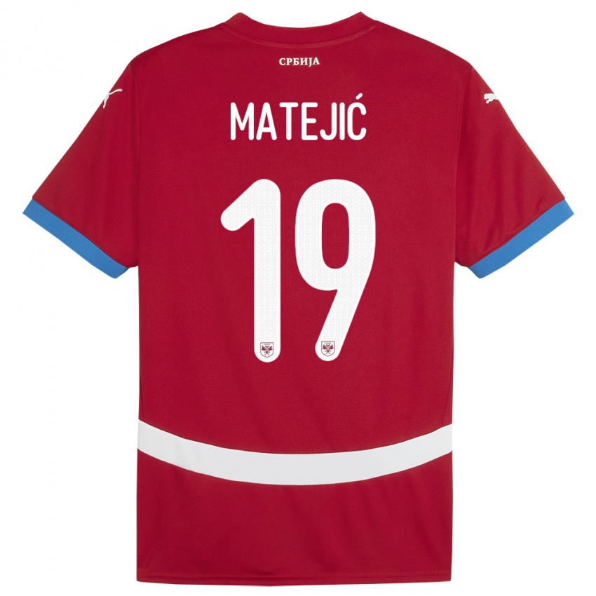 Mann Serbia Nina Matejic #19 Rød Hjemmetrøye Drakt Trøye 24-26 Skjorter T-Skjorte