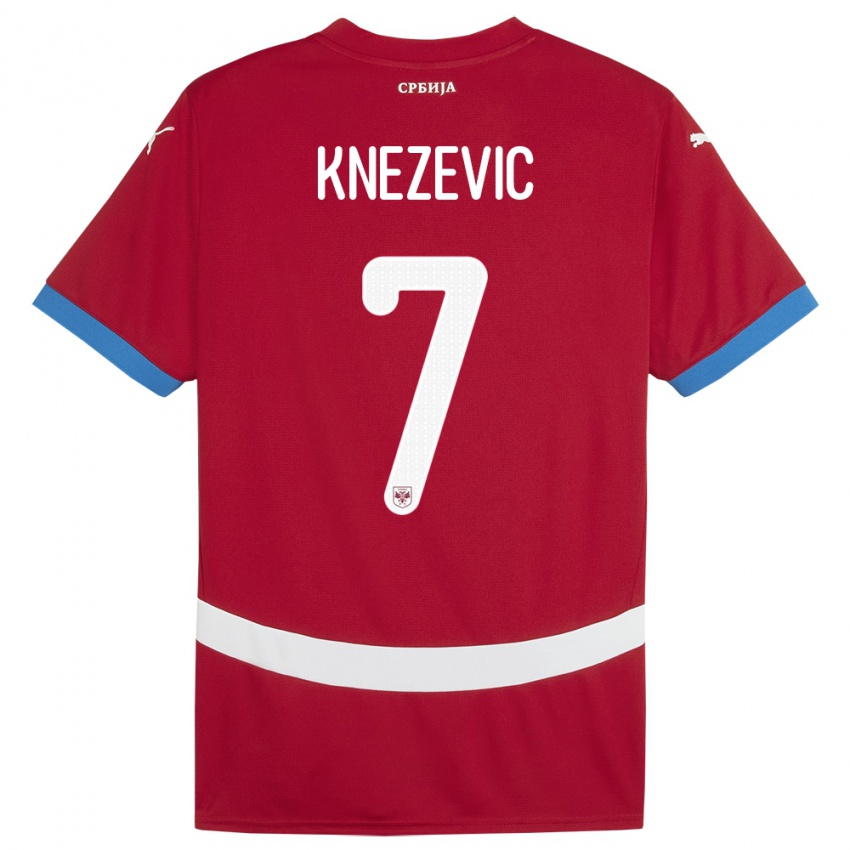 Mann Serbia Nikola Knezevic #7 Rød Hjemmetrøye Drakt Trøye 24-26 Skjorter T-Skjorte