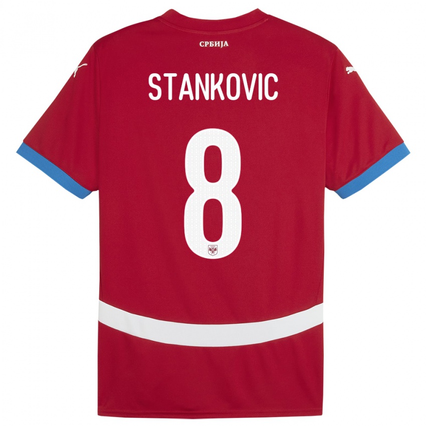 Mann Serbia Nikola Stankovic #8 Rød Hjemmetrøye Drakt Trøye 24-26 Skjorter T-Skjorte