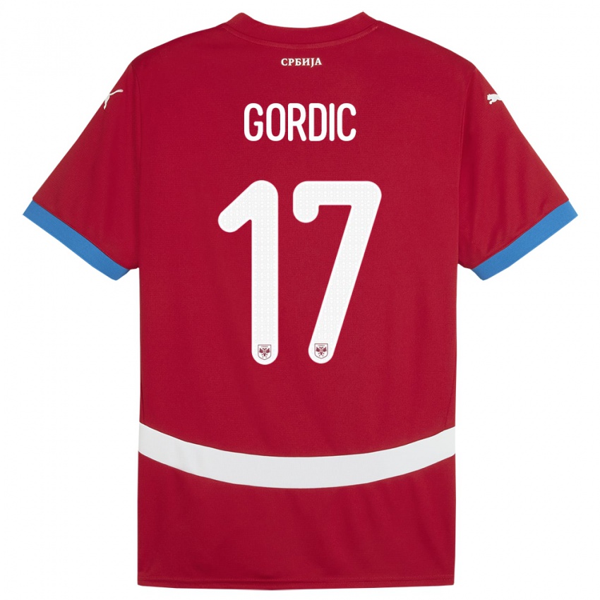 Mann Serbia Djordje Gordic #17 Rød Hjemmetrøye Drakt Trøye 24-26 Skjorter T-Skjorte