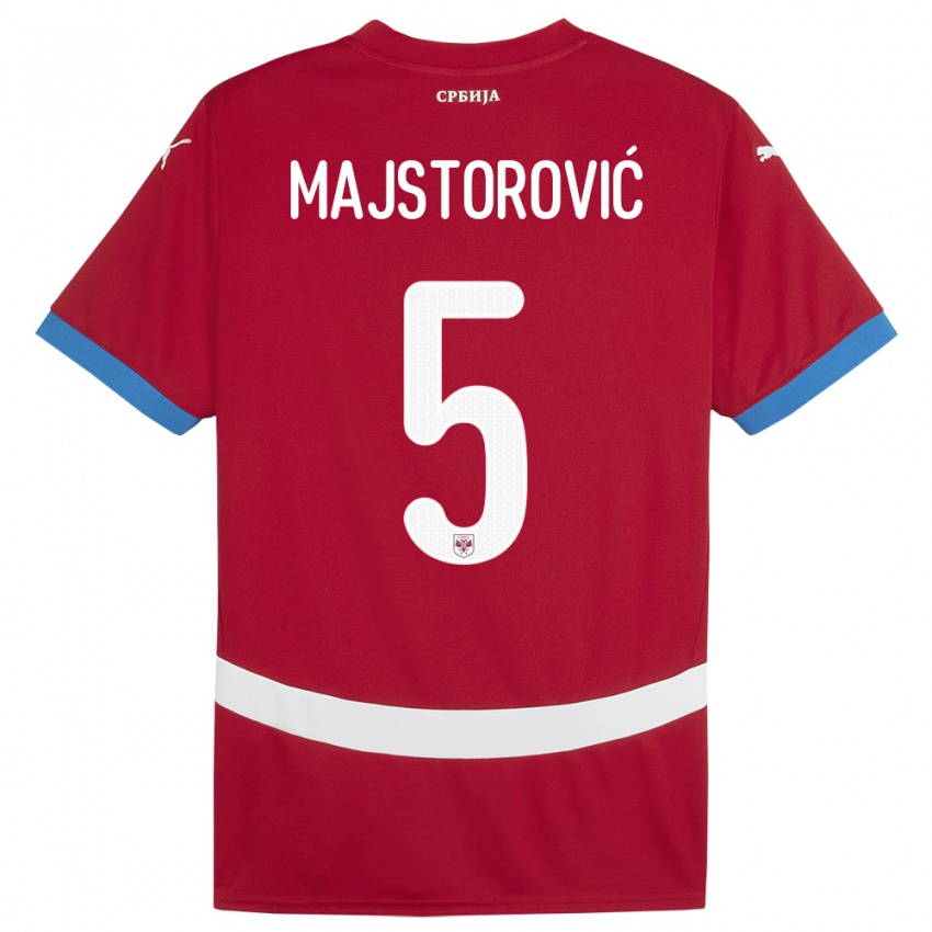 Mann Serbia Milan Majstorovic #5 Rød Hjemmetrøye Drakt Trøye 24-26 Skjorter T-Skjorte
