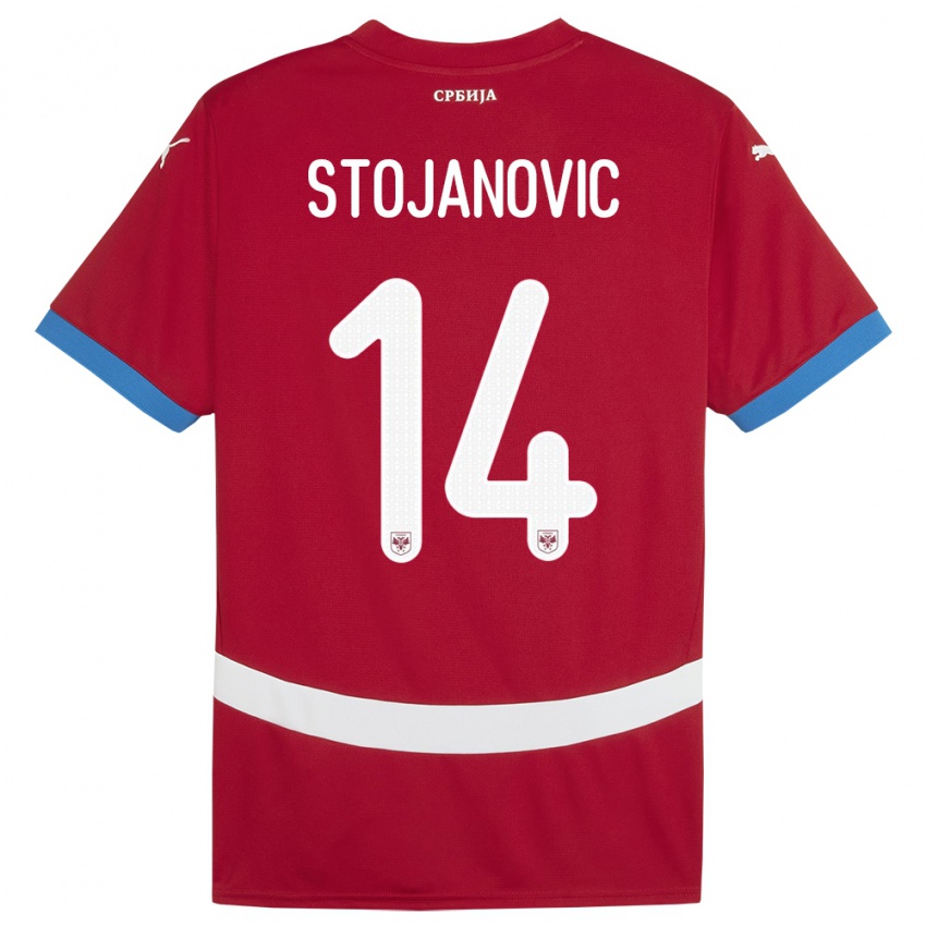 Mann Serbia Matija Stojanovic #14 Rød Hjemmetrøye Drakt Trøye 24-26 Skjorter T-Skjorte