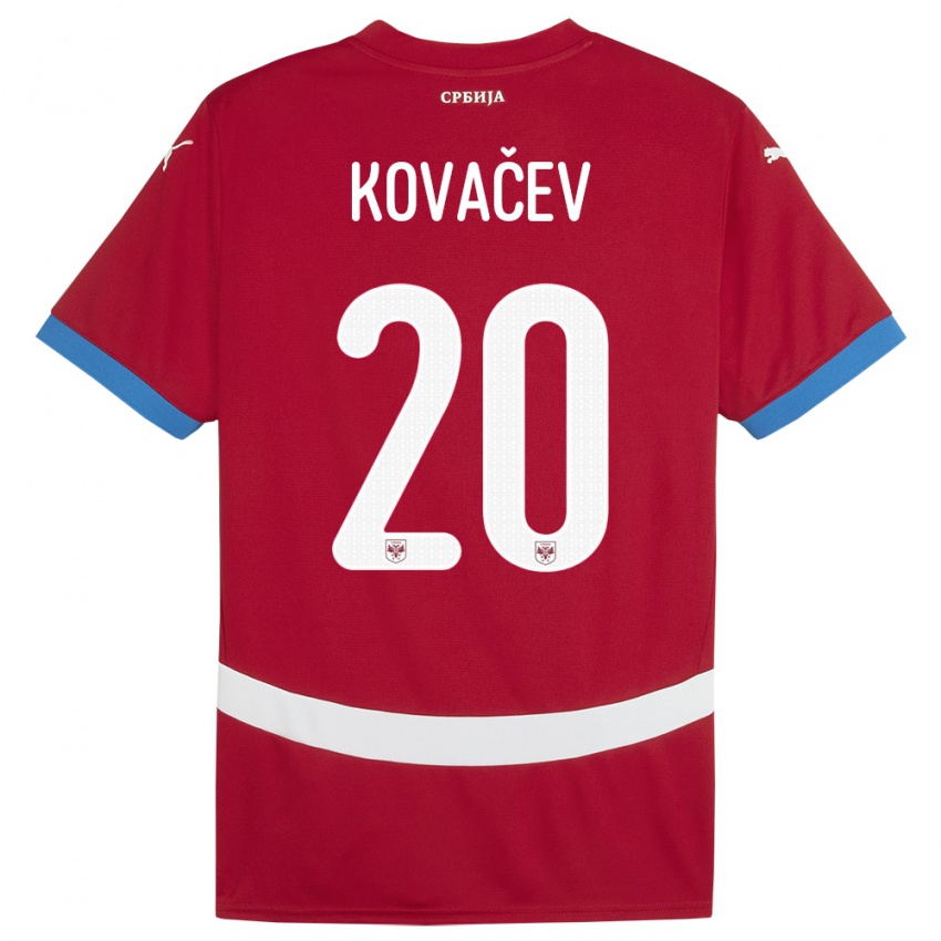 Mann Serbia Milan Kovacev #20 Rød Hjemmetrøye Drakt Trøye 24-26 Skjorter T-Skjorte