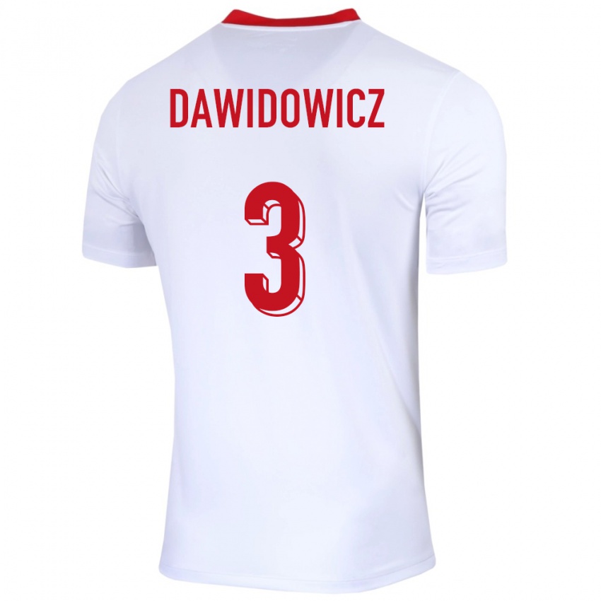 Mann Polen Pawel Dawidowicz #3 Hvit Hjemmetrøye Drakt Trøye 24-26 Skjorter T-Skjorte