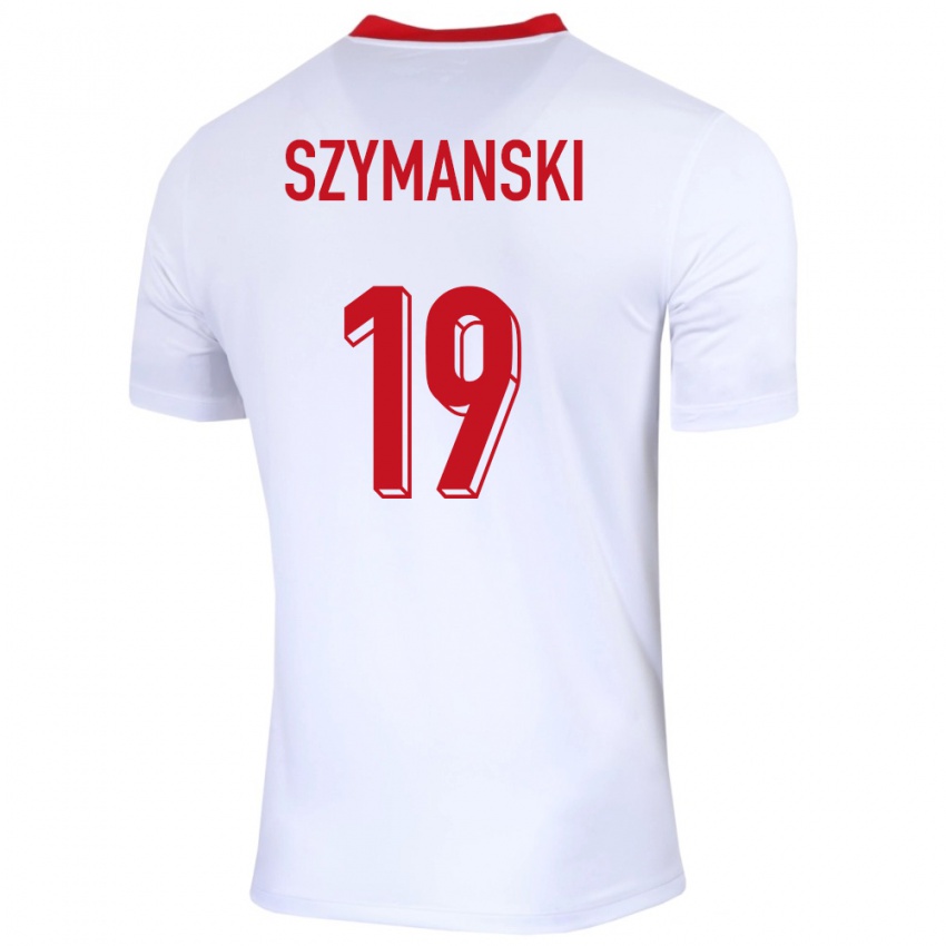 Mann Polen Sebastian Szymanski #19 Hvit Hjemmetrøye Drakt Trøye 24-26 Skjorter T-Skjorte