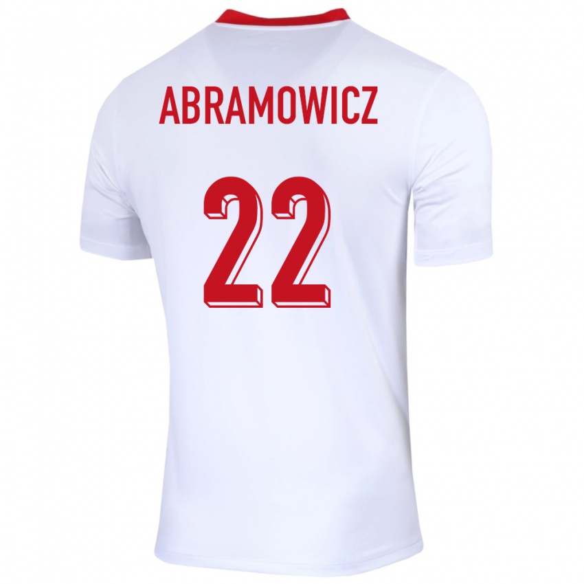 Mann Polen Slawomir Abramowicz #22 Hvit Hjemmetrøye Drakt Trøye 24-26 Skjorter T-Skjorte
