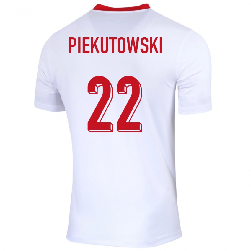 Mann Polen Milosz Piekutowski #22 Hvit Hjemmetrøye Drakt Trøye 24-26 Skjorter T-Skjorte