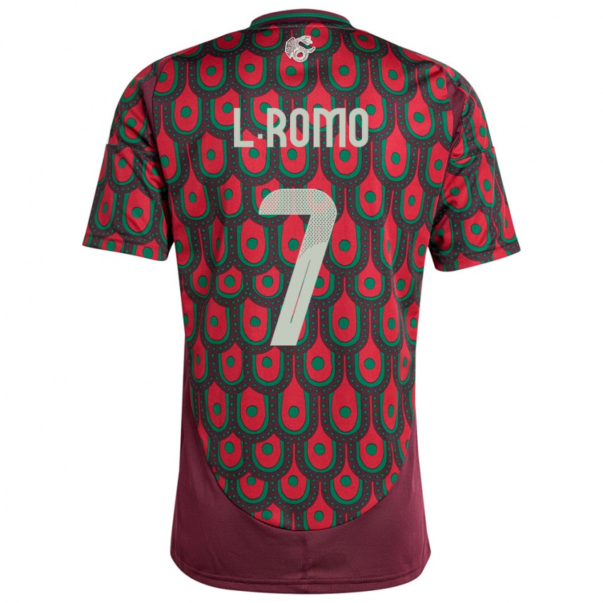 Mann Mexico Luis Romo #7 Rødbrun Hjemmetrøye Drakt Trøye 24-26 Skjorter T-Skjorte
