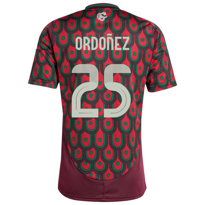 Mann Mexico Diana Ordonez #25 Rødbrun Hjemmetrøye Drakt Trøye 24-26 Skjorter T-Skjorte