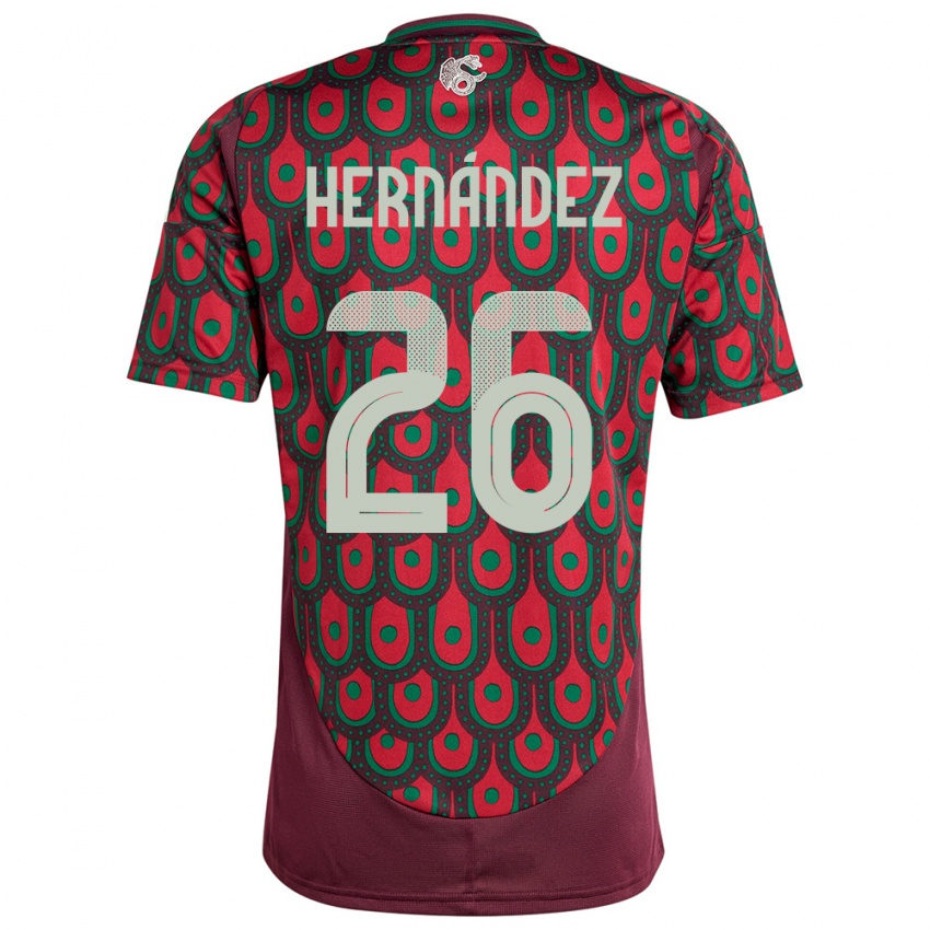 Mann Mexico Nicolette Hernandez #26 Rødbrun Hjemmetrøye Drakt Trøye 24-26 Skjorter T-Skjorte