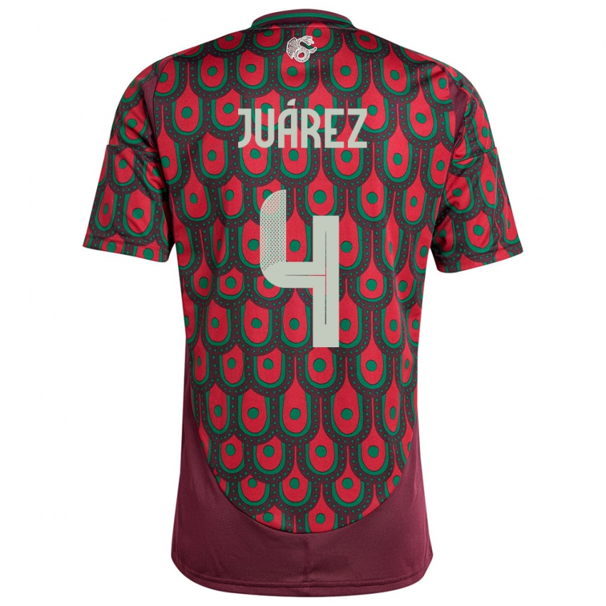 Mann Mexico Ramon Juarez #4 Rødbrun Hjemmetrøye Drakt Trøye 24-26 Skjorter T-Skjorte