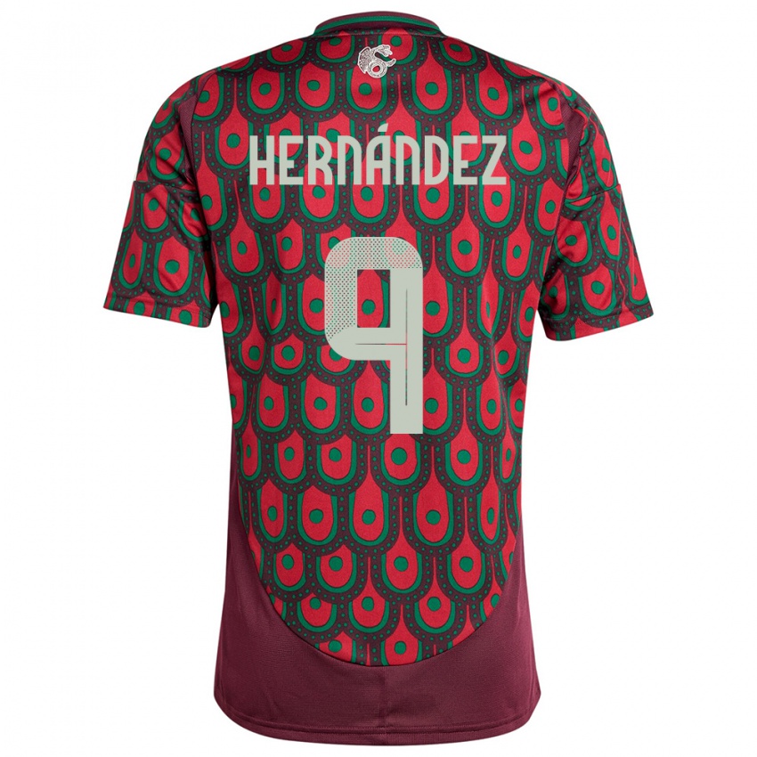 Mann Mexico Jesus Hernandez #9 Rødbrun Hjemmetrøye Drakt Trøye 24-26 Skjorter T-Skjorte