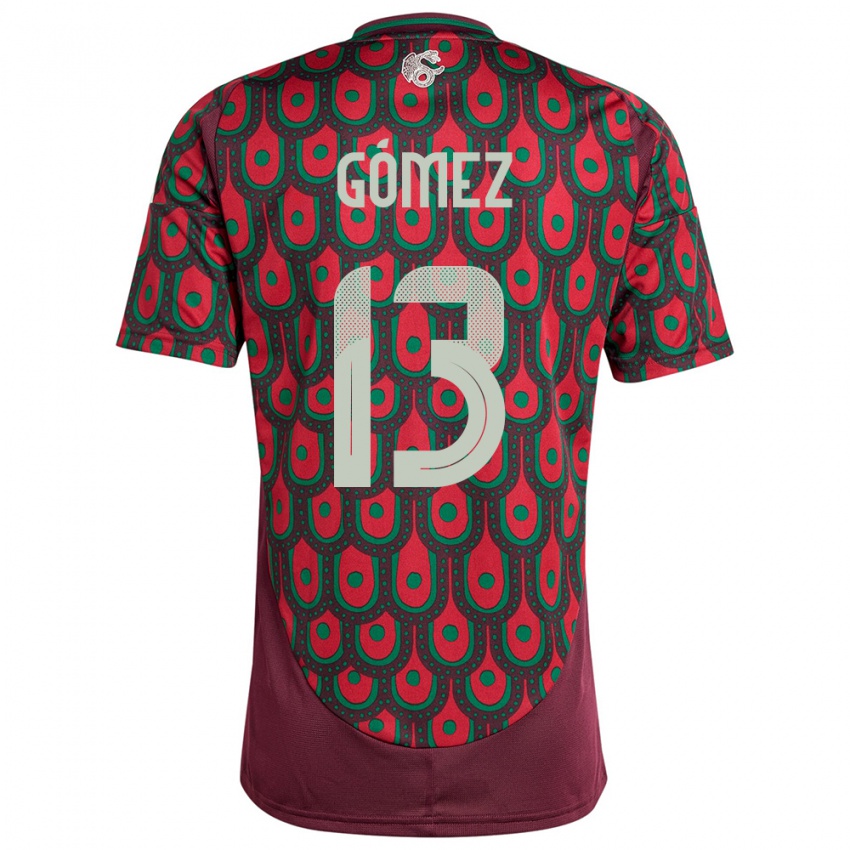 Mann Mexico Diego Gomez #13 Rødbrun Hjemmetrøye Drakt Trøye 24-26 Skjorter T-Skjorte
