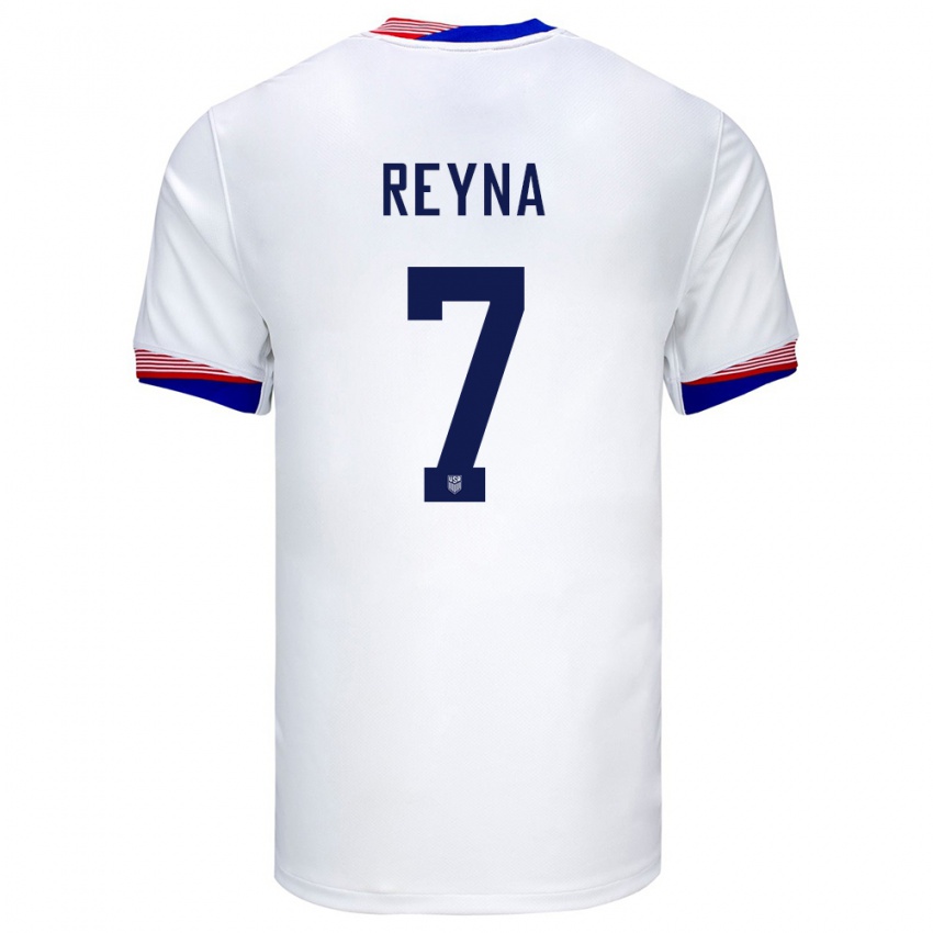 Mann Usa Giovanni Reyna #7 Hvit Hjemmetrøye Drakt Trøye 24-26 Skjorter T-Skjorte