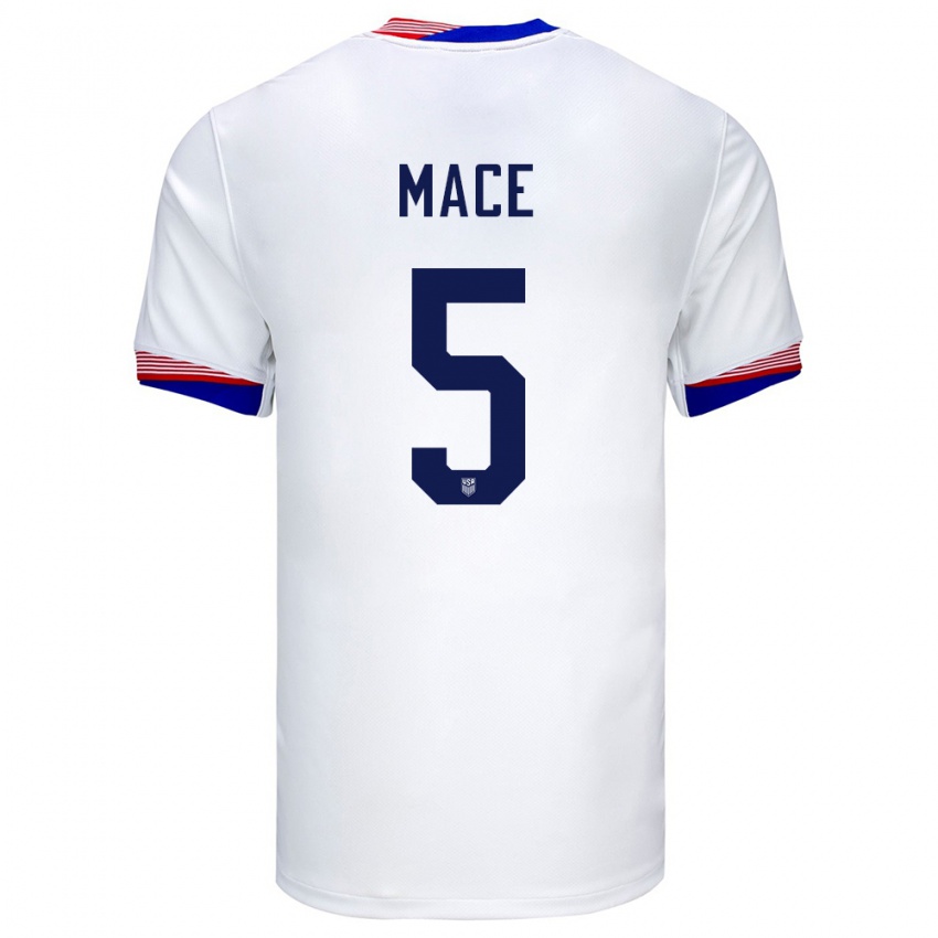 Mann Usa Hailie Mace #5 Hvit Hjemmetrøye Drakt Trøye 24-26 Skjorter T-Skjorte