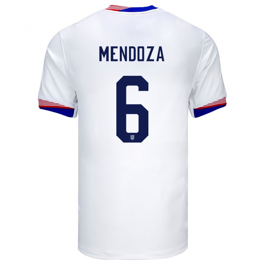 Mann Usa Edwyn Mendoza #6 Hvit Hjemmetrøye Drakt Trøye 24-26 Skjorter T-Skjorte